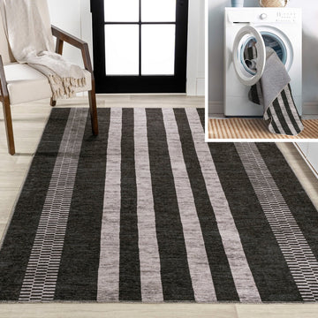 Vichy Geometric Striped Machine-washable Area Rug